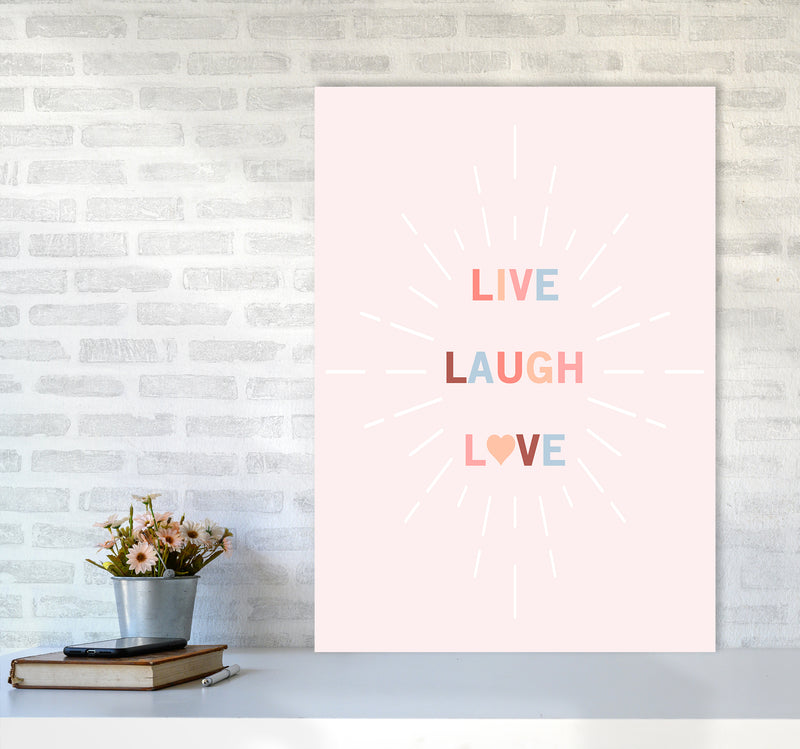 Live, Laugh, Love Quote Art Print by Kookiepixel A1 Black Frame