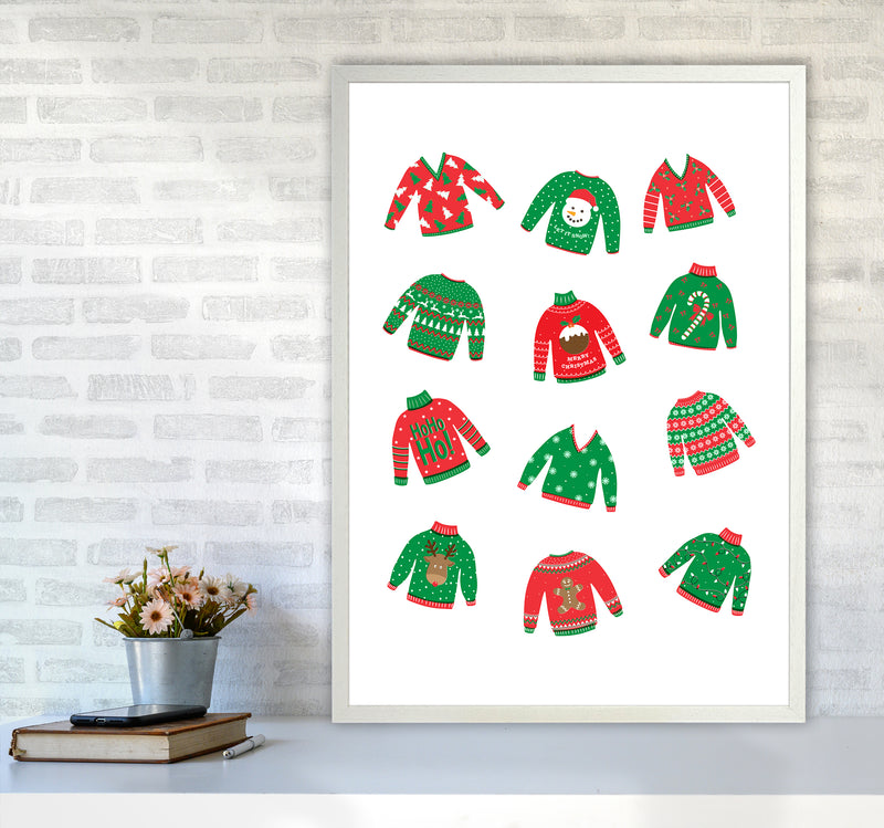 Christmas Jumpers Art Print by Kookiepixel A1 Oak Frame