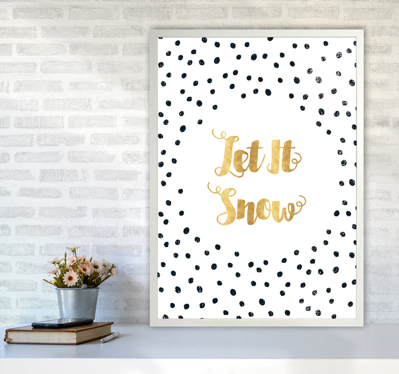 Let It Snow Christmas Art Print by Kookiepixel A1 Oak Frame