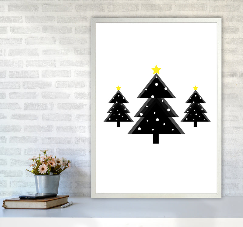 Christmas Trees Art Print by Kookiepixel A1 Oak Frame