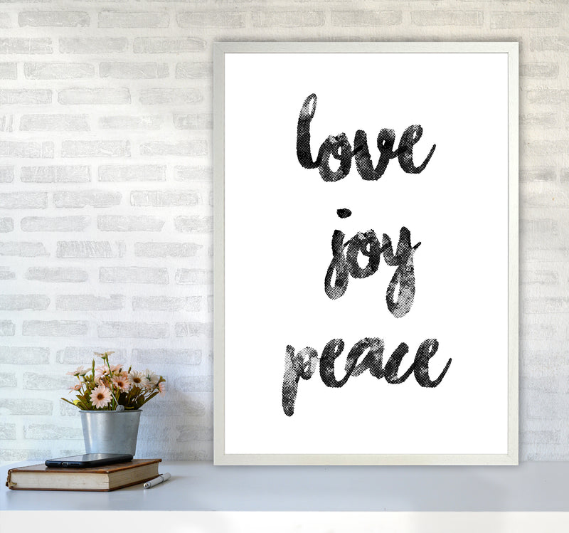 Love Joy Peace Quote Art Print by Kookiepixel A1 Oak Frame