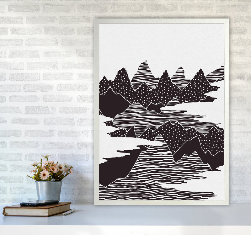The Peaks Landscape Art Print by Kookiepixel A1 Oak Frame