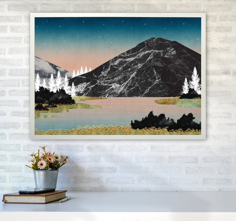 The Lake Art Print by Kookiepixel A1 Oak Frame