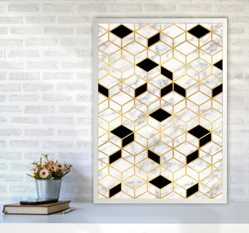 Marble Cubes Geometric Art Print by Kookiepixel A1 Oak Frame