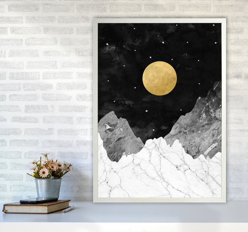 Moon and Stars Landscape Art Print by Kookiepixel A1 Oak Frame