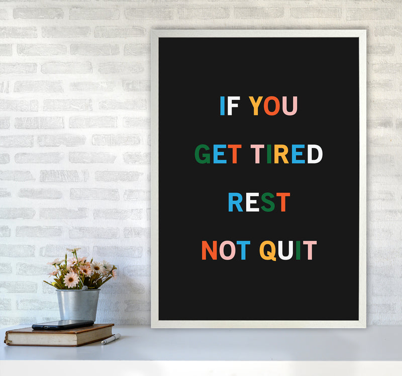 Rest Not Quit Quote Art Print by Kookiepixel A1 Oak Frame