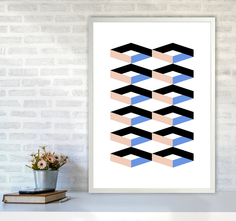 Cubes Geometric Art Print by Kookiepixel A1 Oak Frame