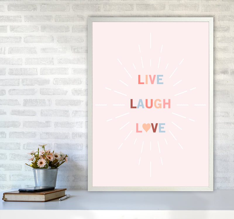 Live, Laugh, Love Quote Art Print by Kookiepixel A1 Oak Frame