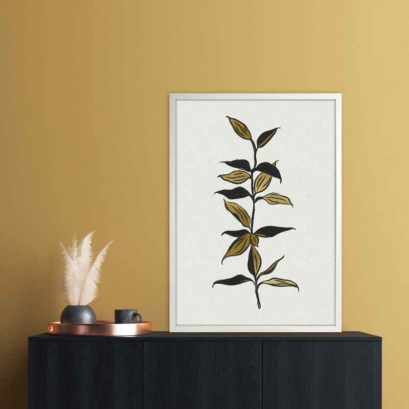 Gold Bamboo Botanical Art Print by Kookiepixel A1 Oak Frame