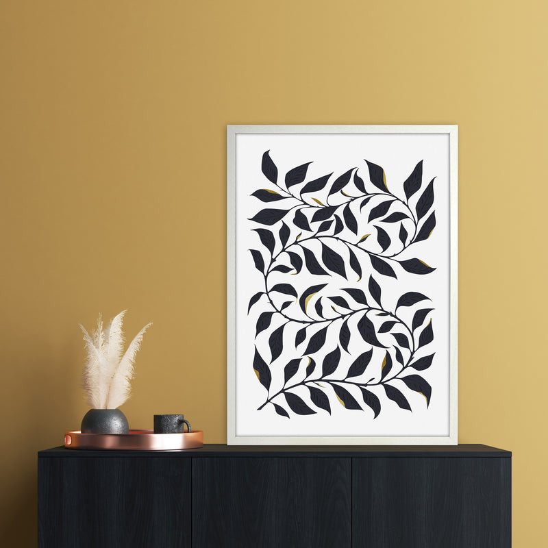 Golden Leaf Botanical Art Print by Kookiepixel A1 Oak Frame
