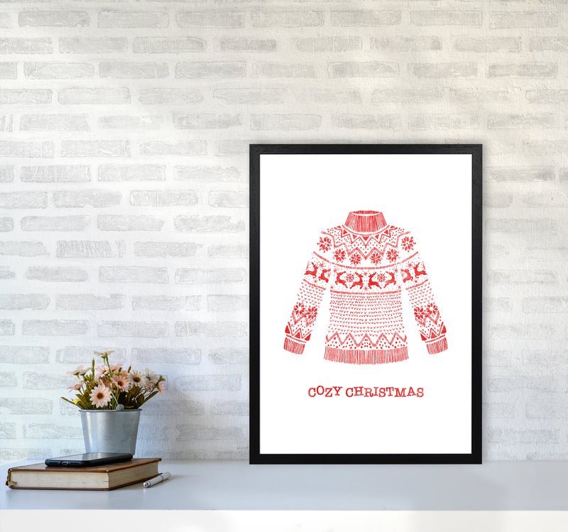 Cozy Christmas Art Print by Kookiepixel A2 White Frame