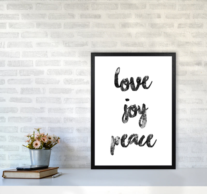 Love Joy Peace Quote Art Print by Kookiepixel A2 White Frame