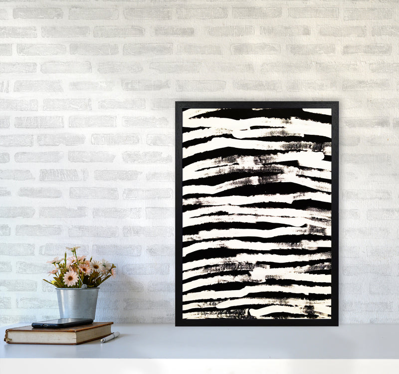 Strokes Abstract Art Print by Kookiepixel A2 White Frame