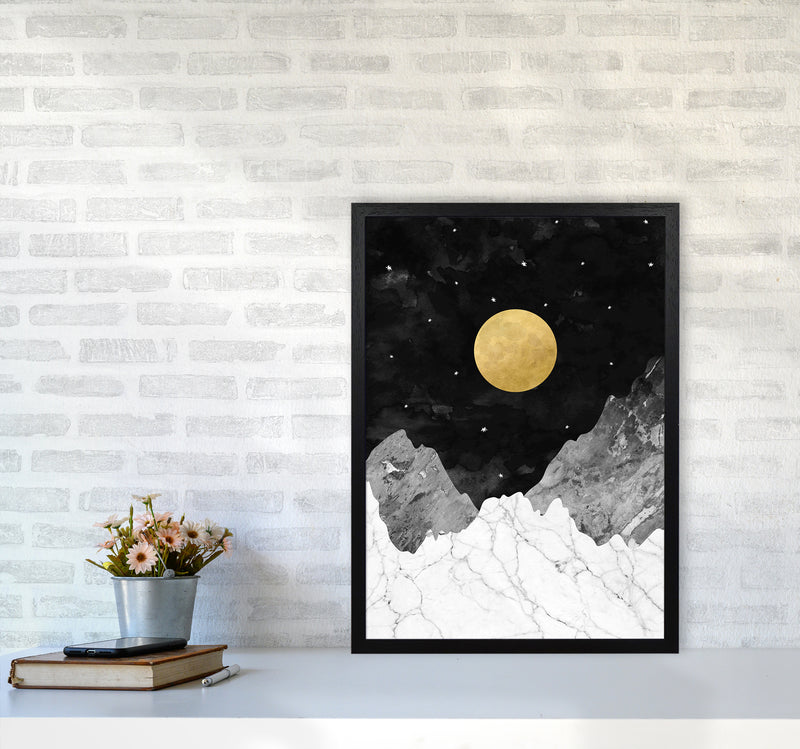 Moon and Stars Landscape Art Print by Kookiepixel A2 White Frame