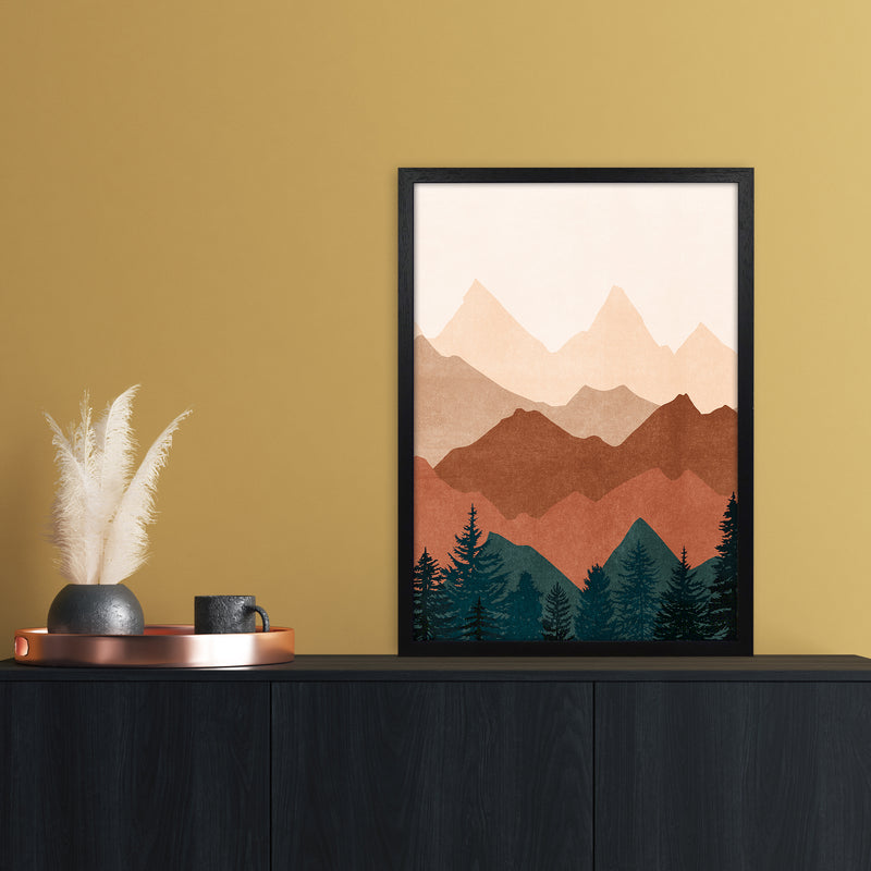 Sunset Peaks No 1 Landscape Art Print by Kookiepixel A2 White Frame
