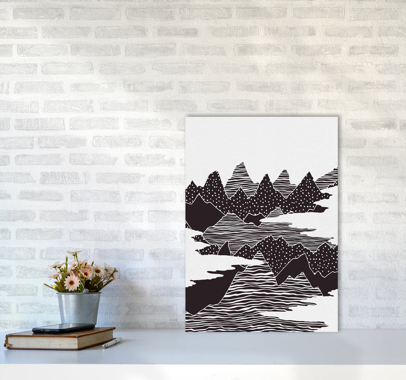 The Peaks Landscape Art Print by Kookiepixel A2 Black Frame