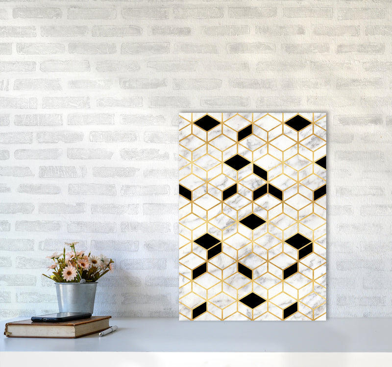Marble Cubes Geometric Art Print by Kookiepixel A2 Black Frame