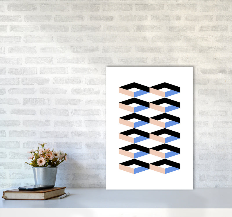 Cubes Geometric Art Print by Kookiepixel A2 Black Frame