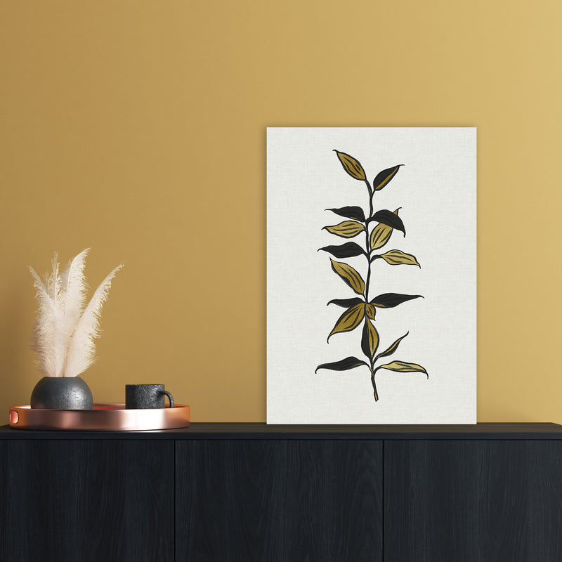 Gold Bamboo Botanical Art Print by Kookiepixel A2 Black Frame