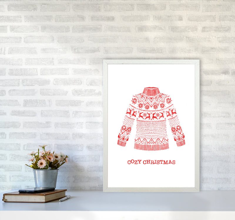 Cozy Christmas Art Print by Kookiepixel A2 Oak Frame