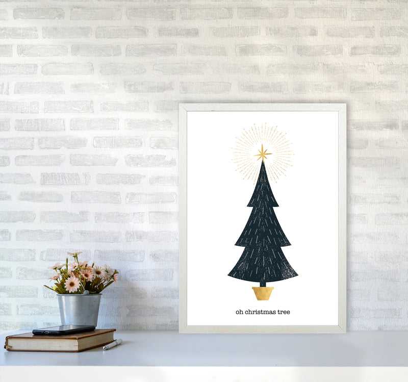 Oh Christmas Tree Christmas Art Print by Kookiepixel A2 Oak Frame