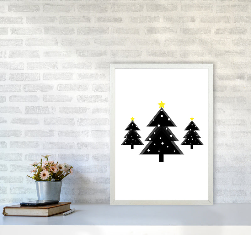 Christmas Trees Art Print by Kookiepixel A2 Oak Frame