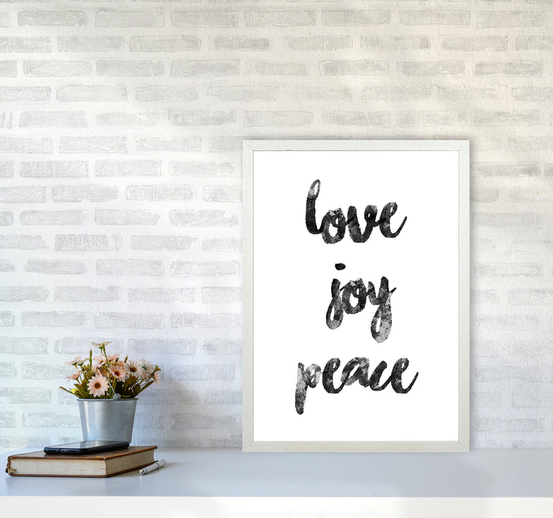 Love Joy Peace Quote Art Print by Kookiepixel A2 Oak Frame