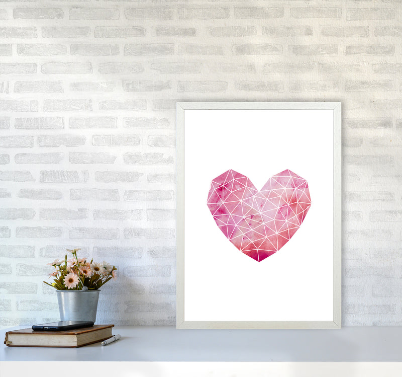 Wire Heart Art Print by Kookiepixel A2 Oak Frame