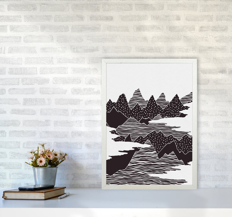 The Peaks Landscape Art Print by Kookiepixel A2 Oak Frame