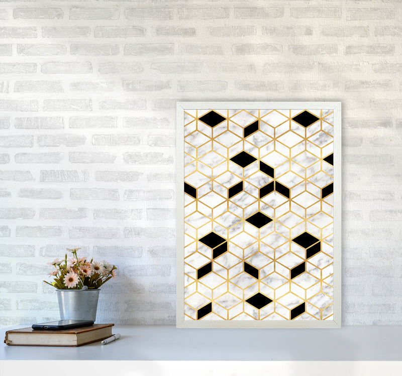 Marble Cubes Geometric Art Print by Kookiepixel A2 Oak Frame