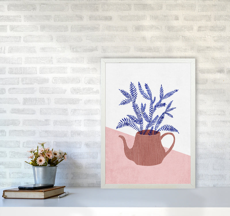 Teapot Planter Art Print by Kookiepixel A2 Oak Frame