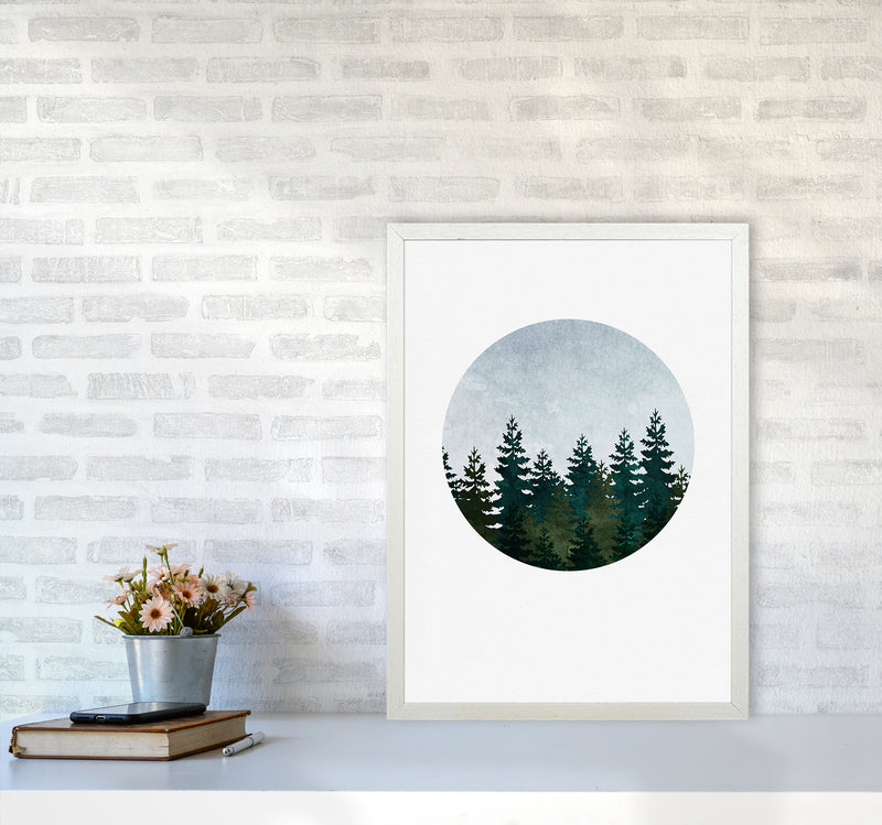 Evergreen Forest Art Print by Kookiepixel A2 Oak Frame