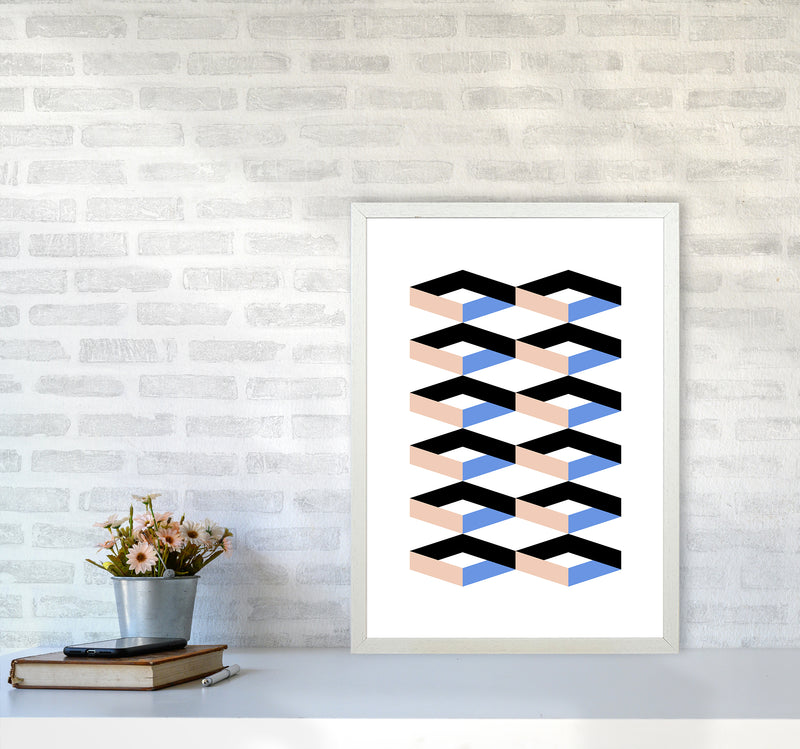 Cubes Geometric Art Print by Kookiepixel A2 Oak Frame