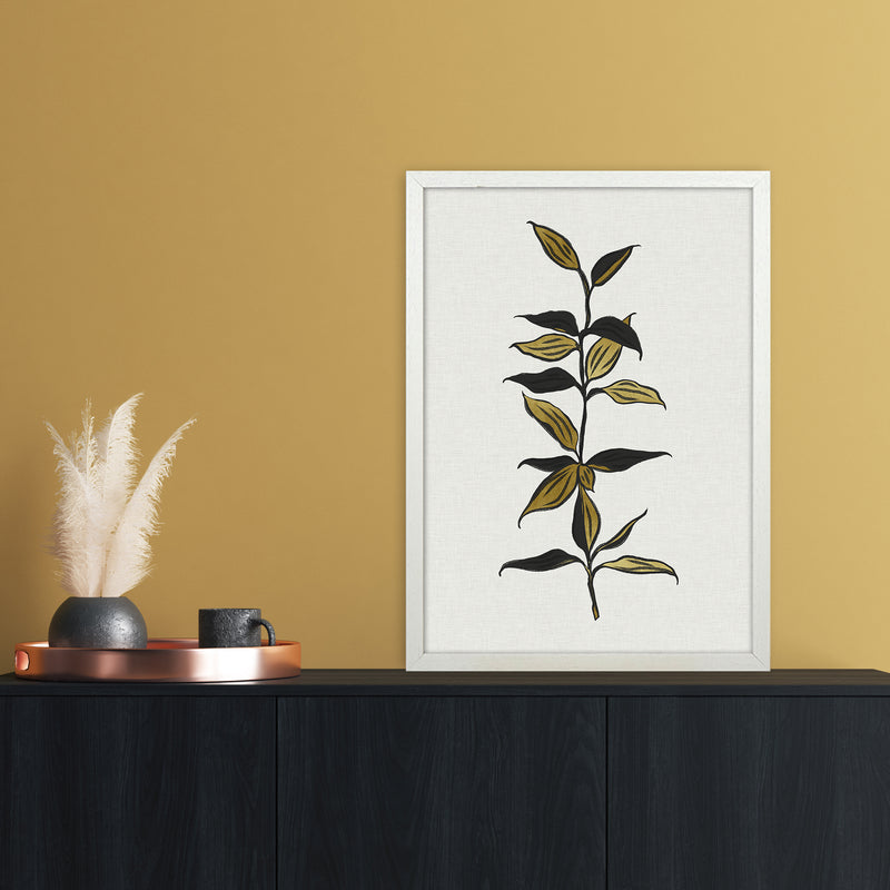 Gold Bamboo Botanical Art Print by Kookiepixel A2 Oak Frame