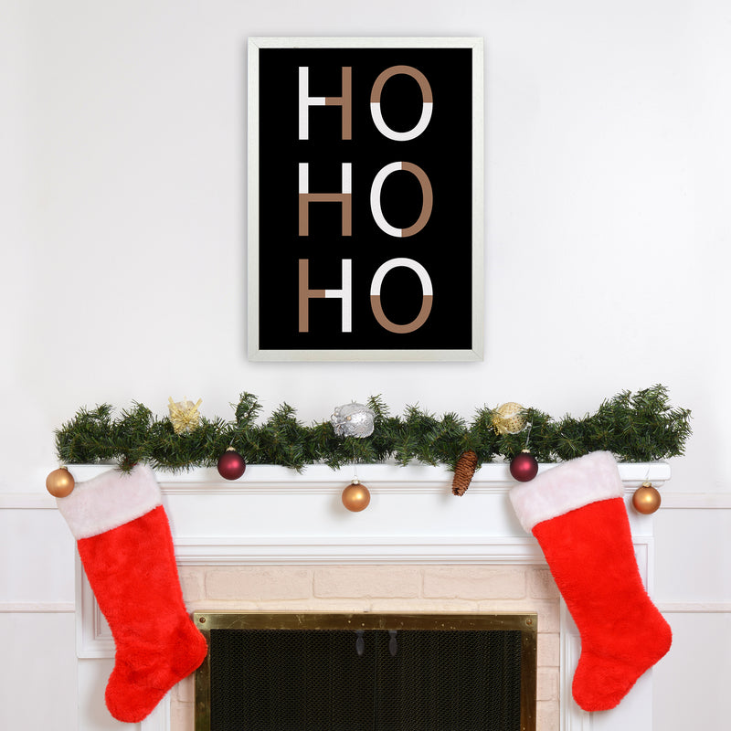 Hohoho Christmas Art Print by Kookiepixel A2 Oak Frame