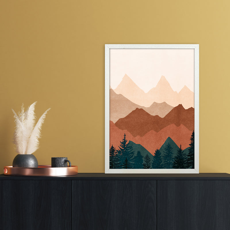 Sunset Peaks No 1 Landscape Art Print by Kookiepixel A2 Oak Frame