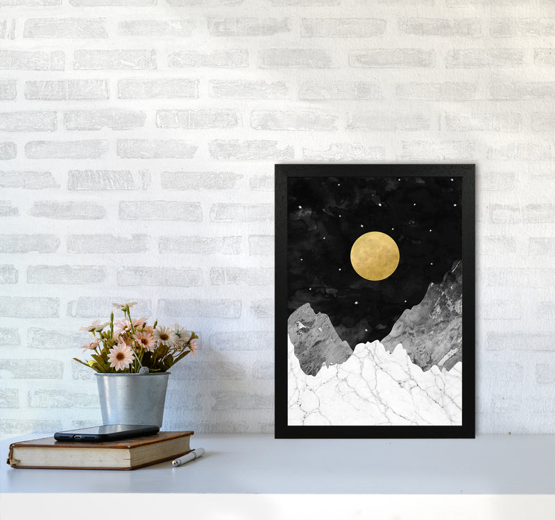 Moon and Stars Landscape Art Print by Kookiepixel A3 White Frame