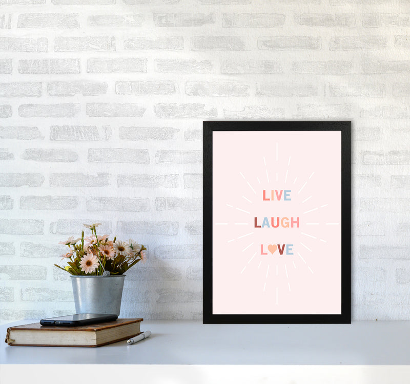 Live, Laugh, Love Quote Art Print by Kookiepixel A3 White Frame