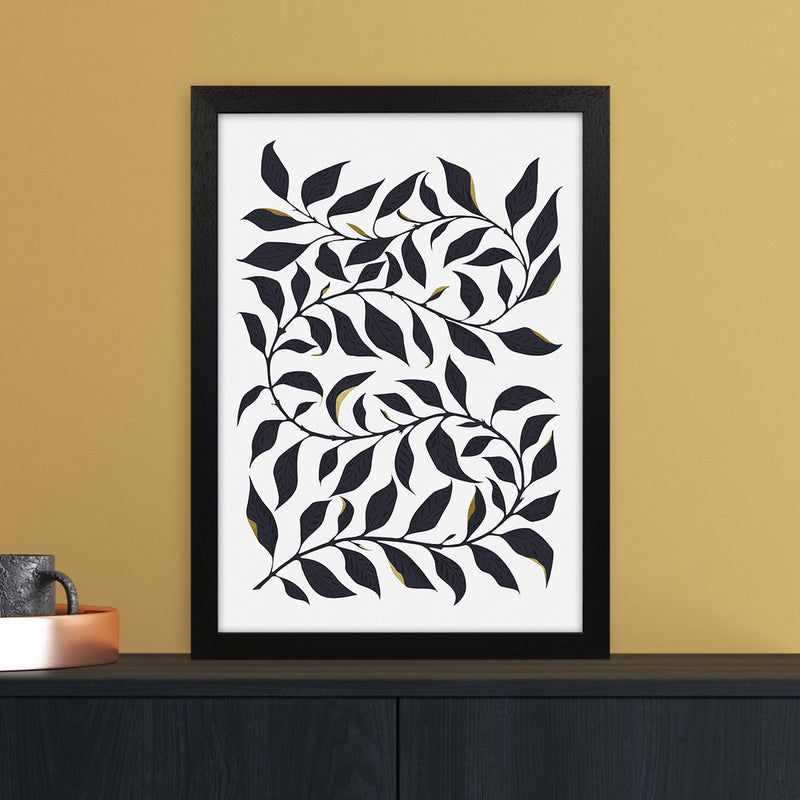 Golden Leaf Botanical Art Print by Kookiepixel A3 White Frame