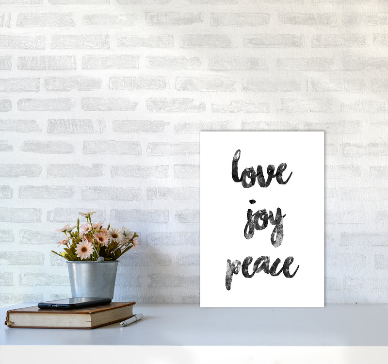 Love Joy Peace Quote Art Print by Kookiepixel A3 Black Frame