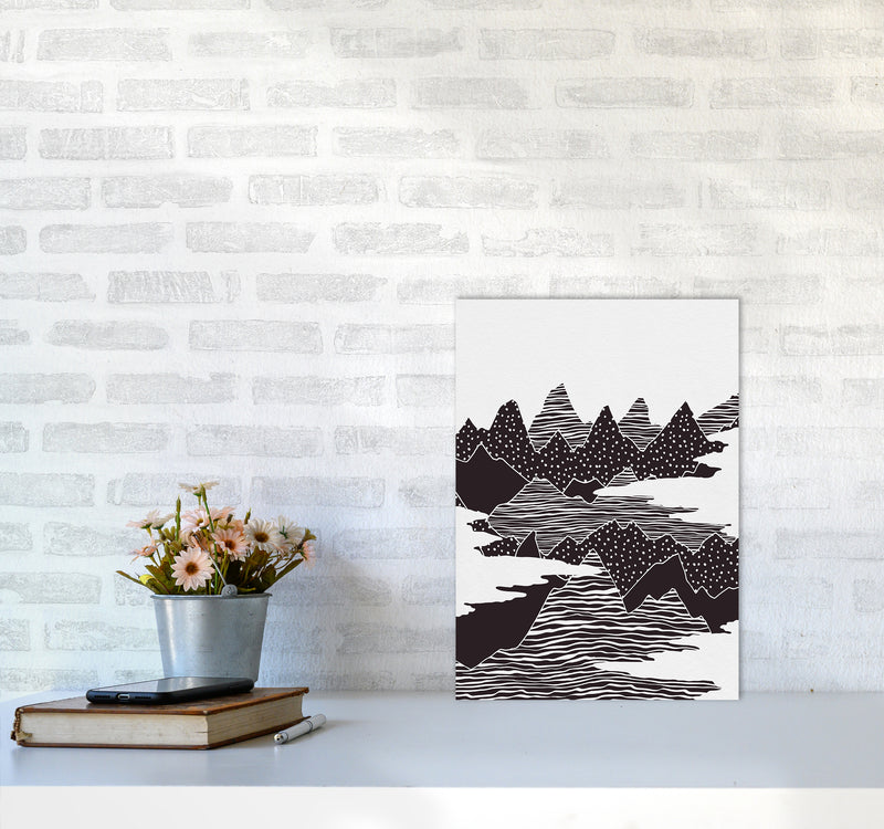 The Peaks Landscape Art Print by Kookiepixel A3 Black Frame