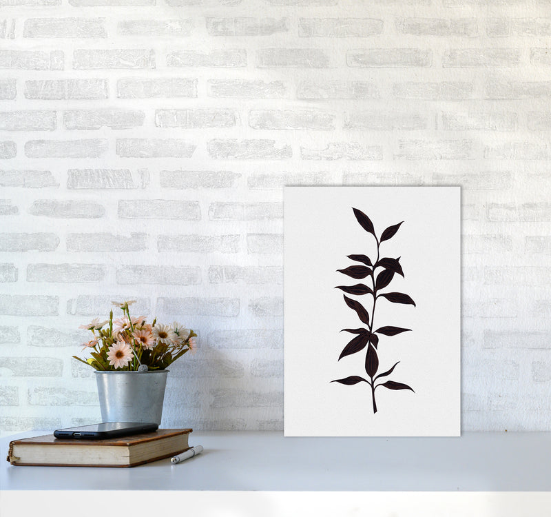 Inked Bamboo Botanical Art Print by Kookiepixel A3 Black Frame