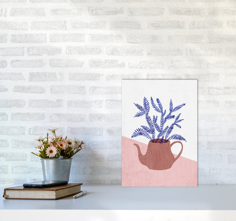 Teapot Planter Art Print by Kookiepixel A3 Black Frame