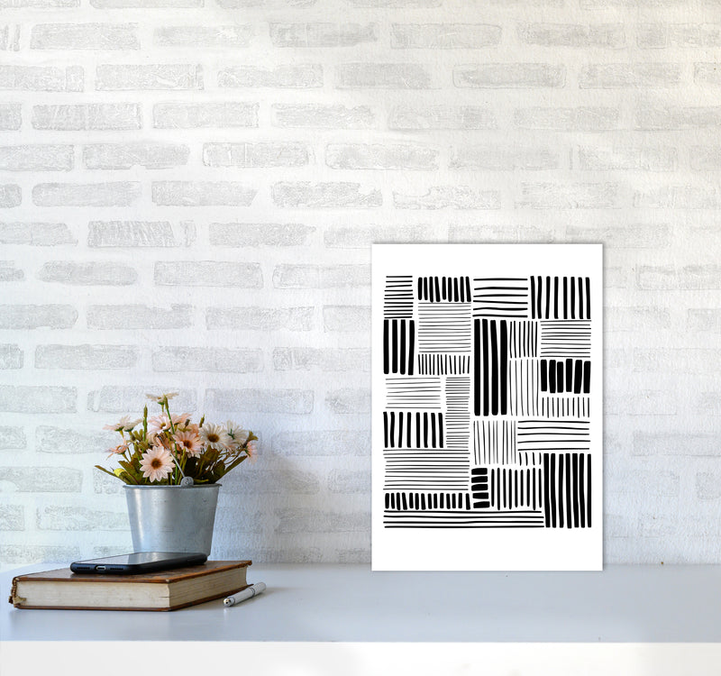 Lines No 2 Abstract Art Print by Kookiepixel A3 Black Frame