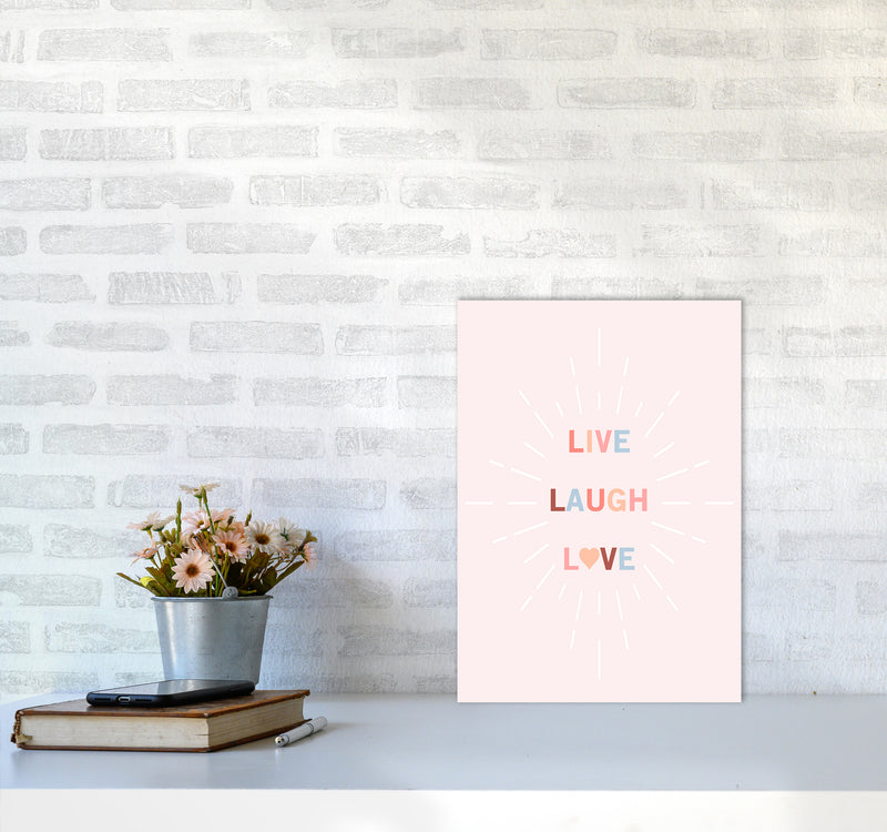 Live, Laugh, Love Quote Art Print by Kookiepixel A3 Black Frame