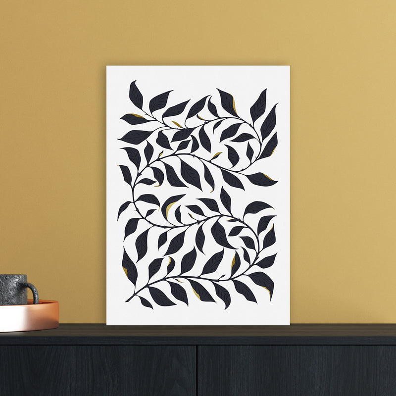 Golden Leaf Botanical Art Print by Kookiepixel A3 Black Frame