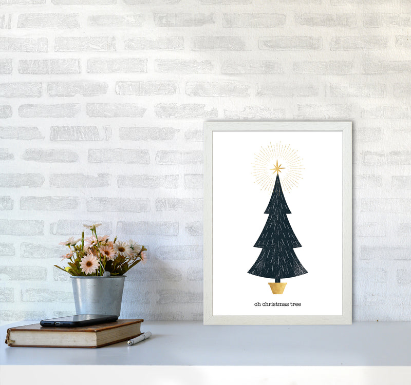 Oh Christmas Tree Christmas Art Print by Kookiepixel A3 Oak Frame