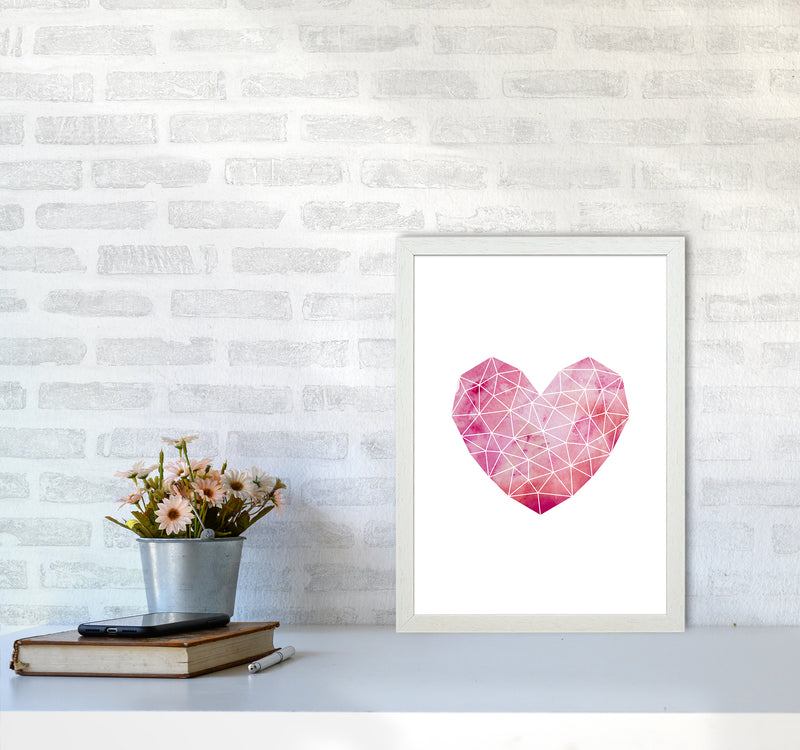 Wire Heart Art Print by Kookiepixel A3 Oak Frame