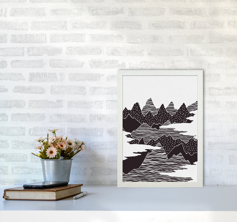 The Peaks Landscape Art Print by Kookiepixel A3 Oak Frame