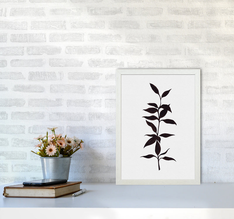 Inked Bamboo Botanical Art Print by Kookiepixel A3 Oak Frame